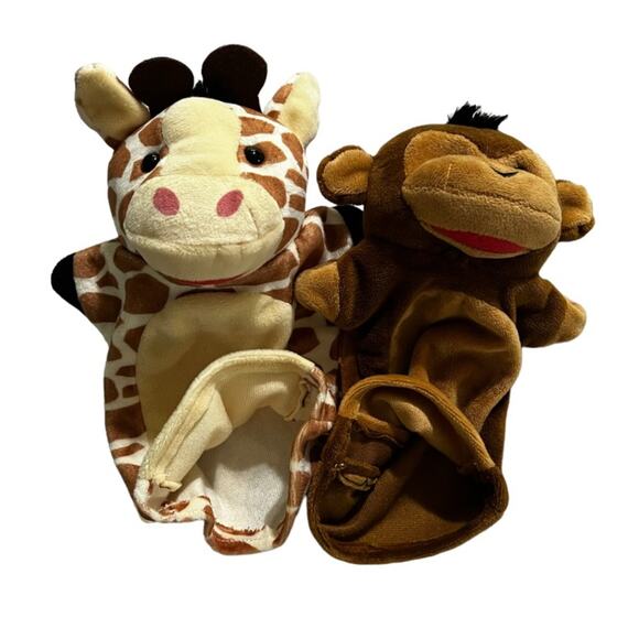 Melissa & Doug Safari Buddies Giraffe & Monkey Hand Puppets Plush Stuffed Animal - Picture 3 of 6